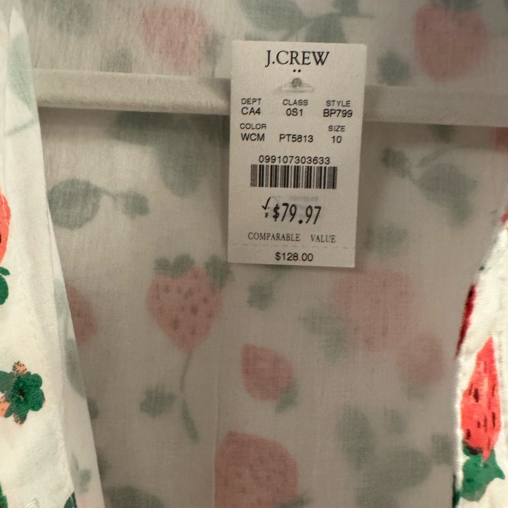 Jcrew factory strawberry print midi dress, size 10 - Picture 3 of 3